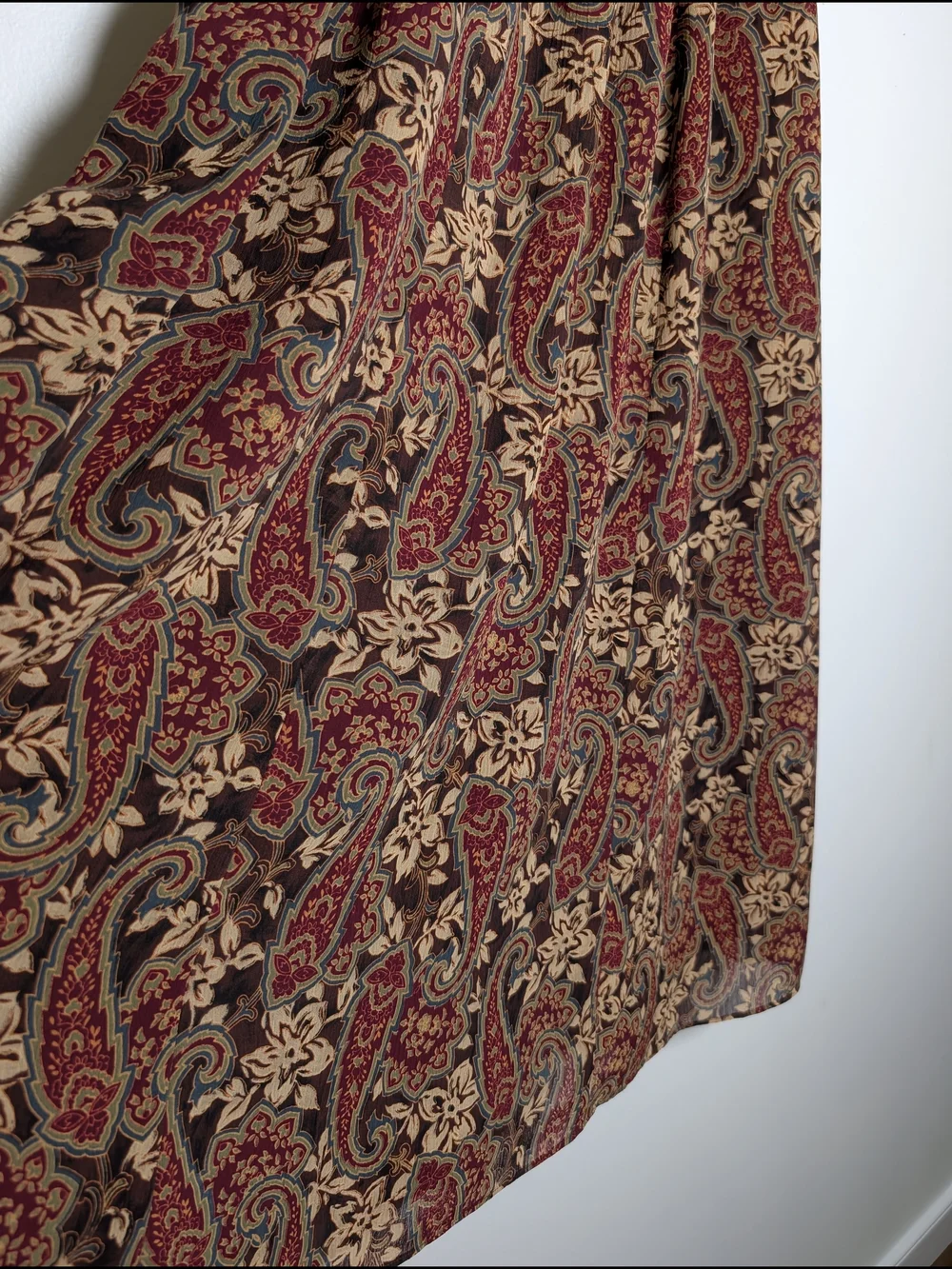 Vintage Amanda Fielding Paisley Maxi Skirt XS Boho Cottagecore Dark Academia